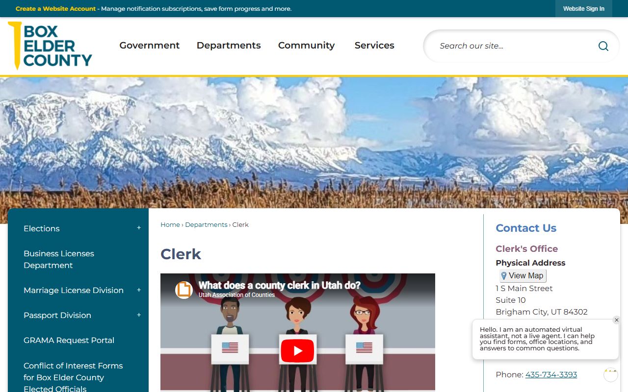 Box Elder County divorce records - County Clerk office