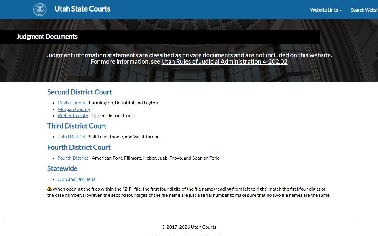 Uintah County divorce records Utah Courts judgments database