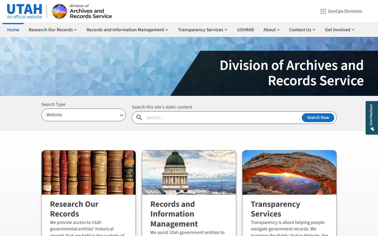 Utah Division of Archives and Records Service for historical divorce records